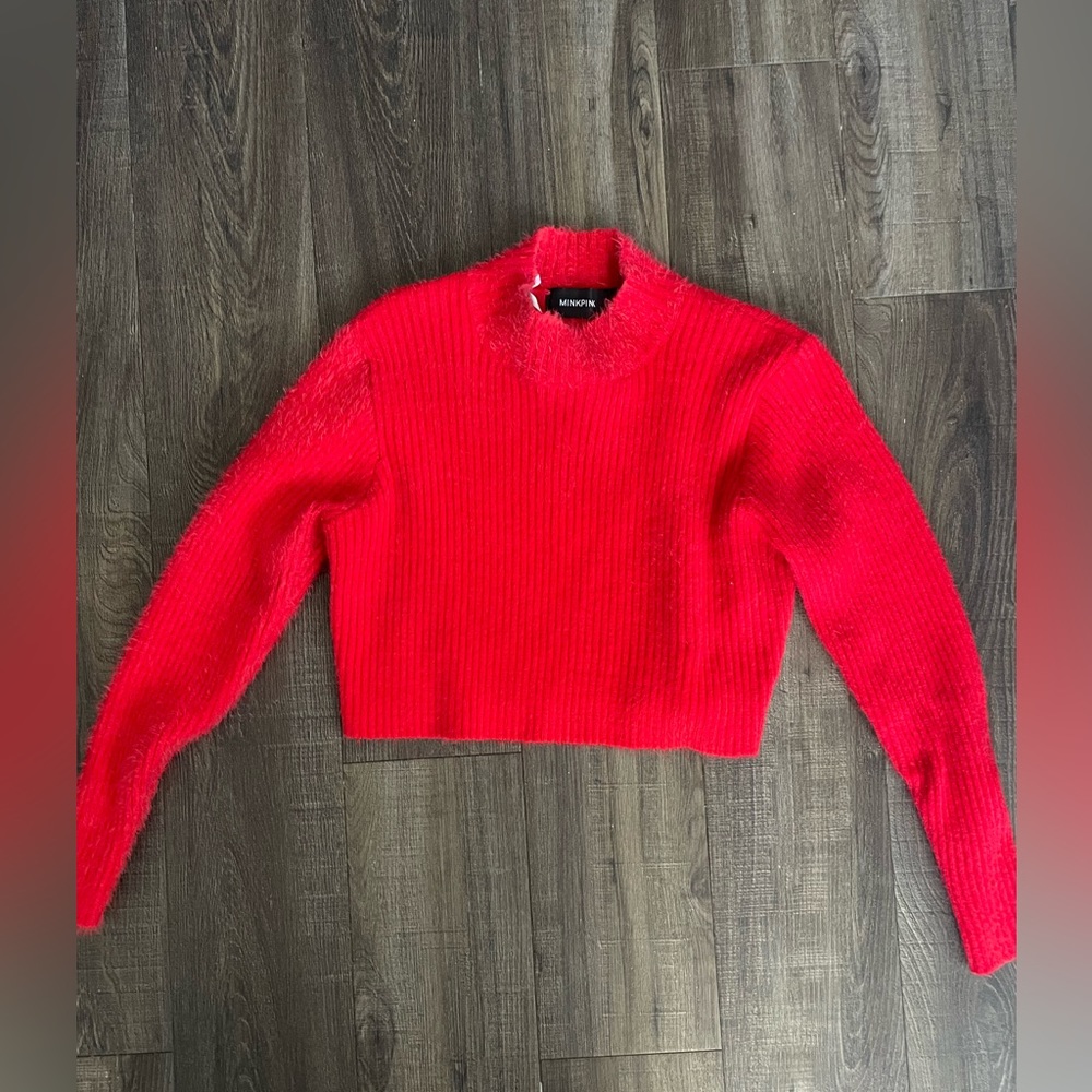 Red Mink Pink Long sleeve Crop size large
